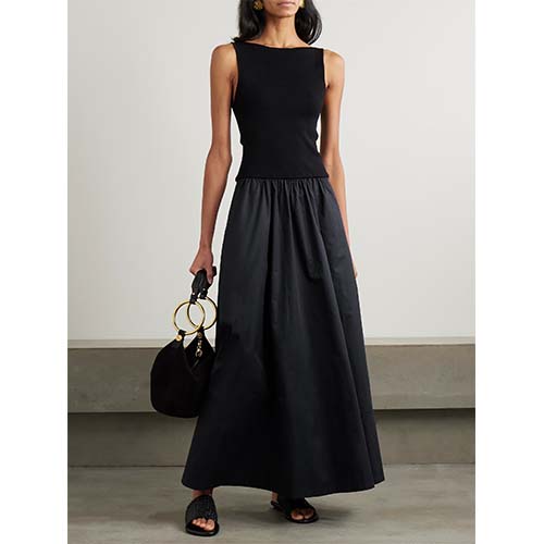 Hepburn Style Ribbed Knitless Sleeveless Maxi Dress